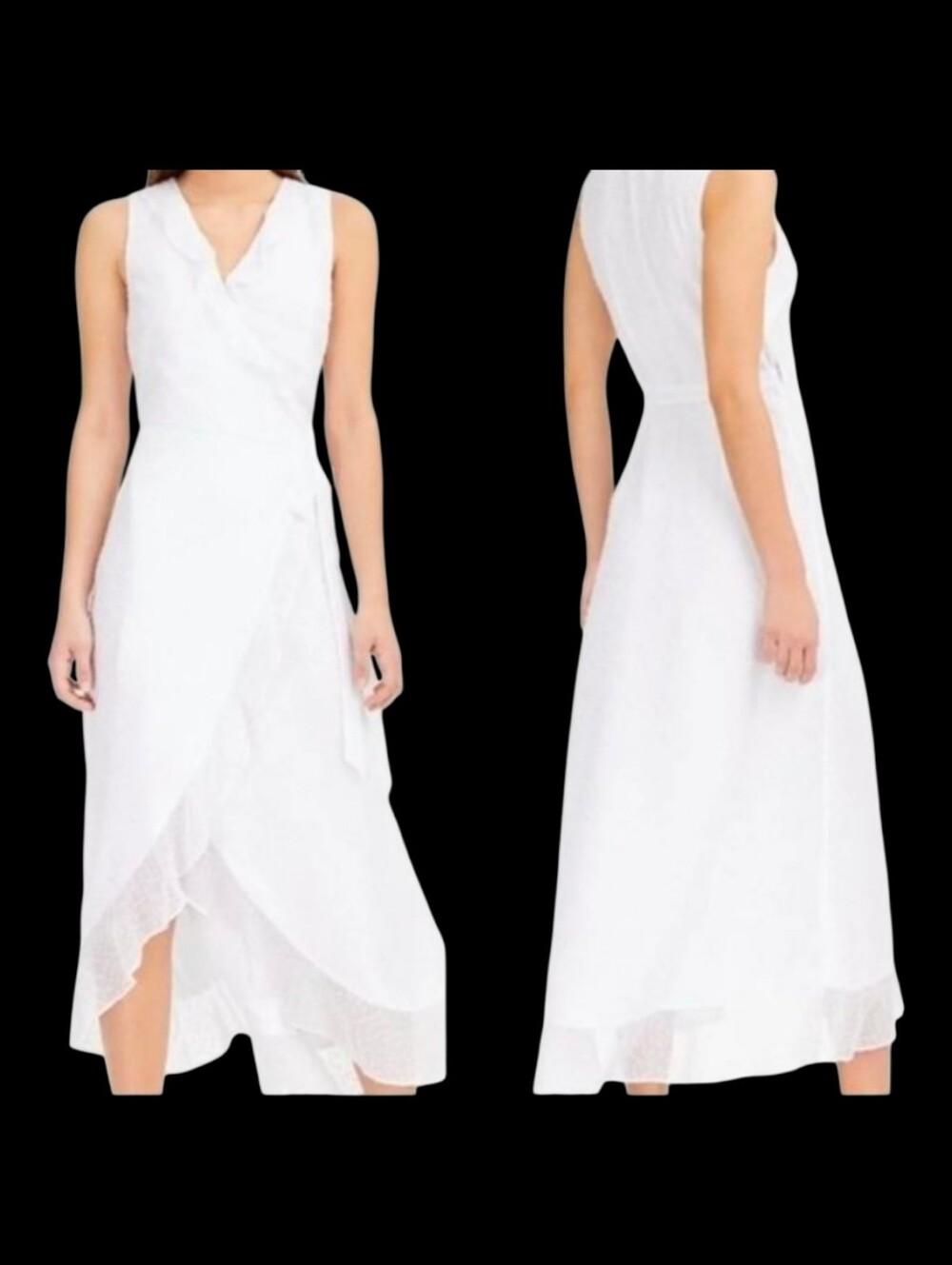 Bar 3 White Chiffon Dot Wrap Dress XXL NWT Romantic Feminine Lined